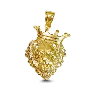 14K LARGE LION HEAD WITH CROWN (P385N-14K)