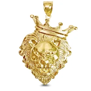 14K XLARGE LION HEAD WITH CROWN (P386N-14K)