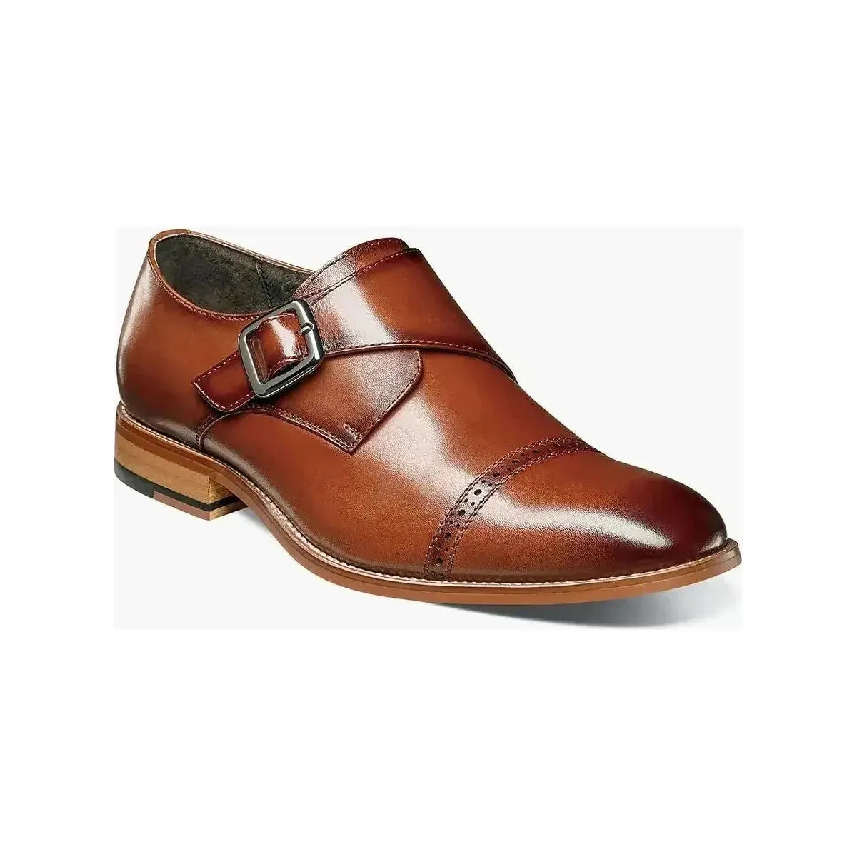 25162,Stacy Adams Leather Shoes Desmond Cap Toe Buckle Strap All Colors