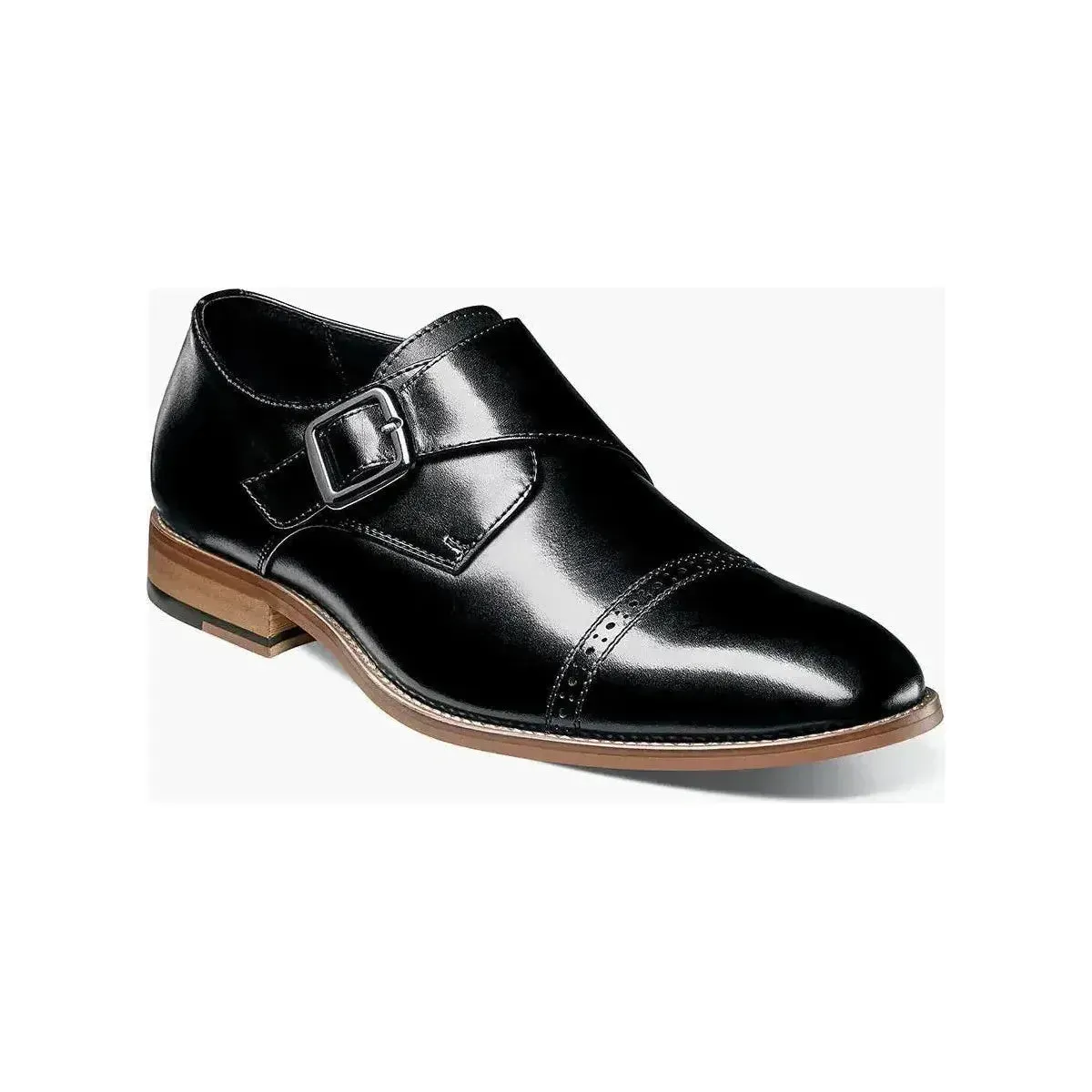 25162,Stacy Adams Leather Shoes Desmond Cap Toe Buckle Strap All Colors