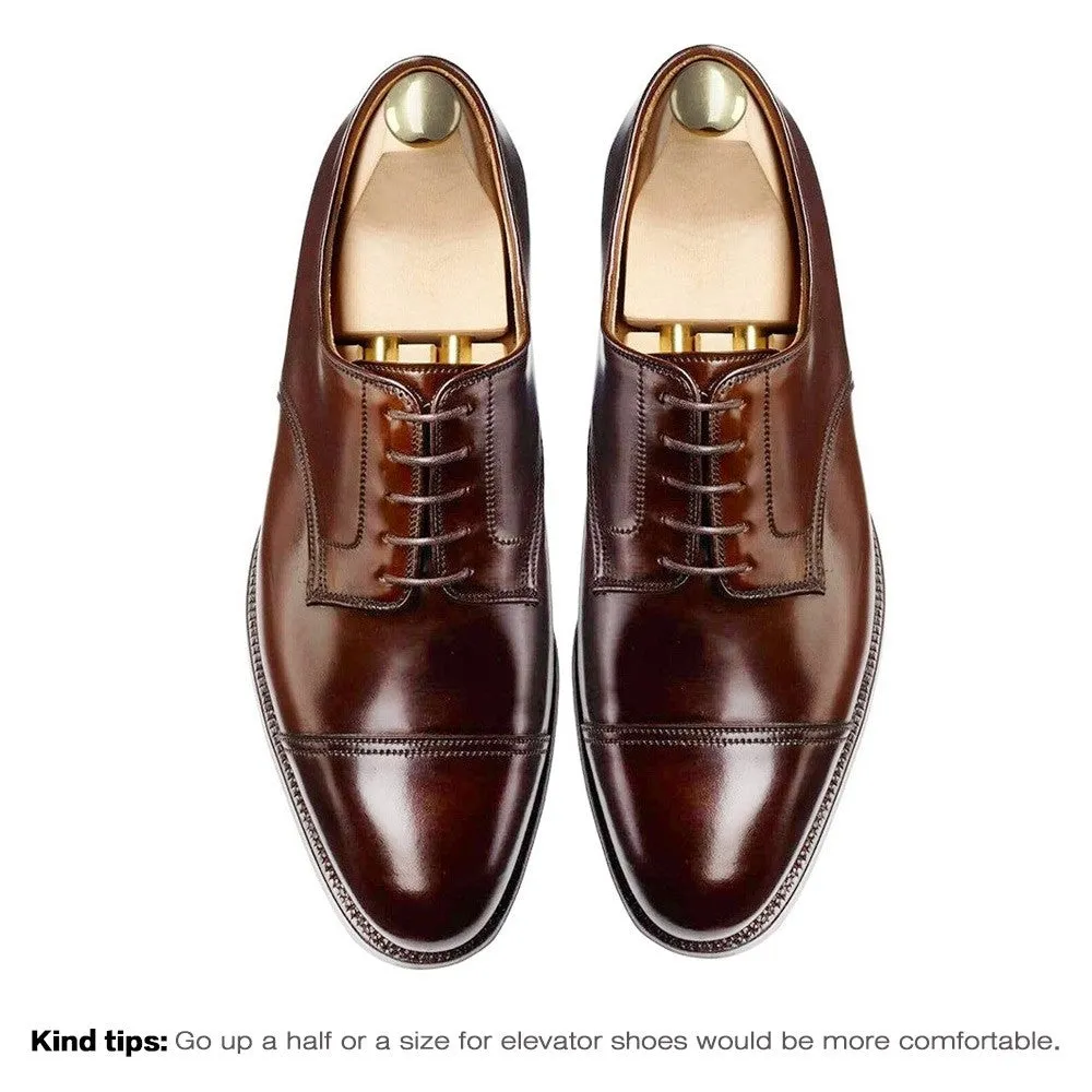 7 CM/2.76 Inches CMR CHAMARIPA Elegant Dark Brown Men's Shell Cordovan Derby Shoes