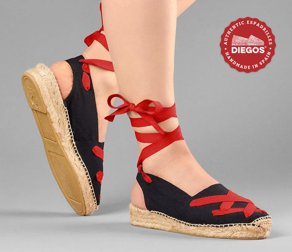 Black classic laces Catalina espadrille