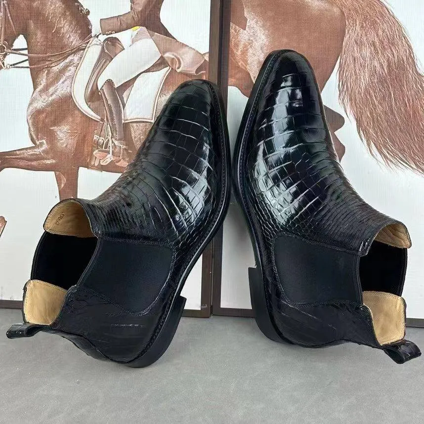 Crocodile Shoes Crocodile Skin Leather Chelsea Boots