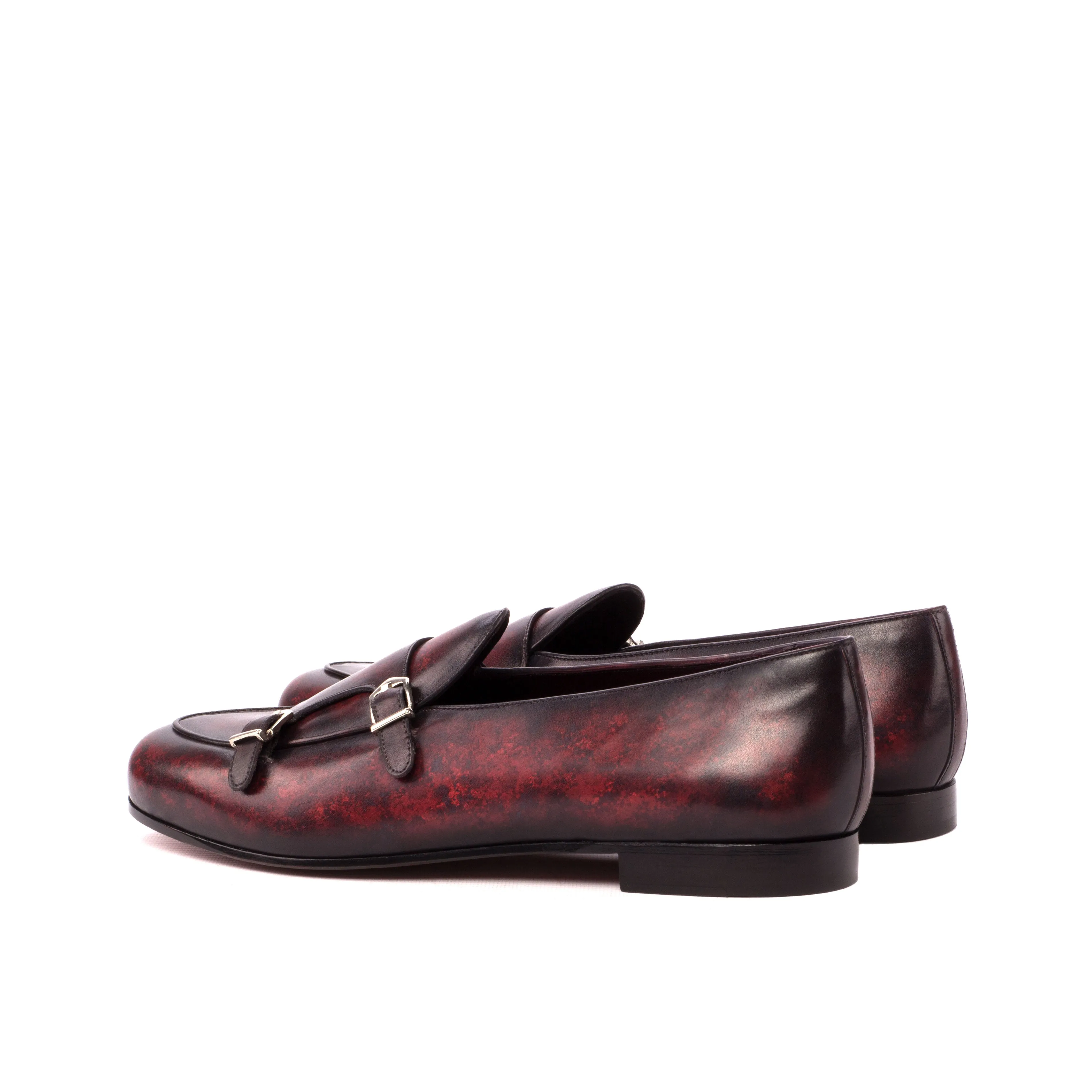 DapperFam Rialto in Burgundy Men's Hand-Painted Patina Monk Slipper