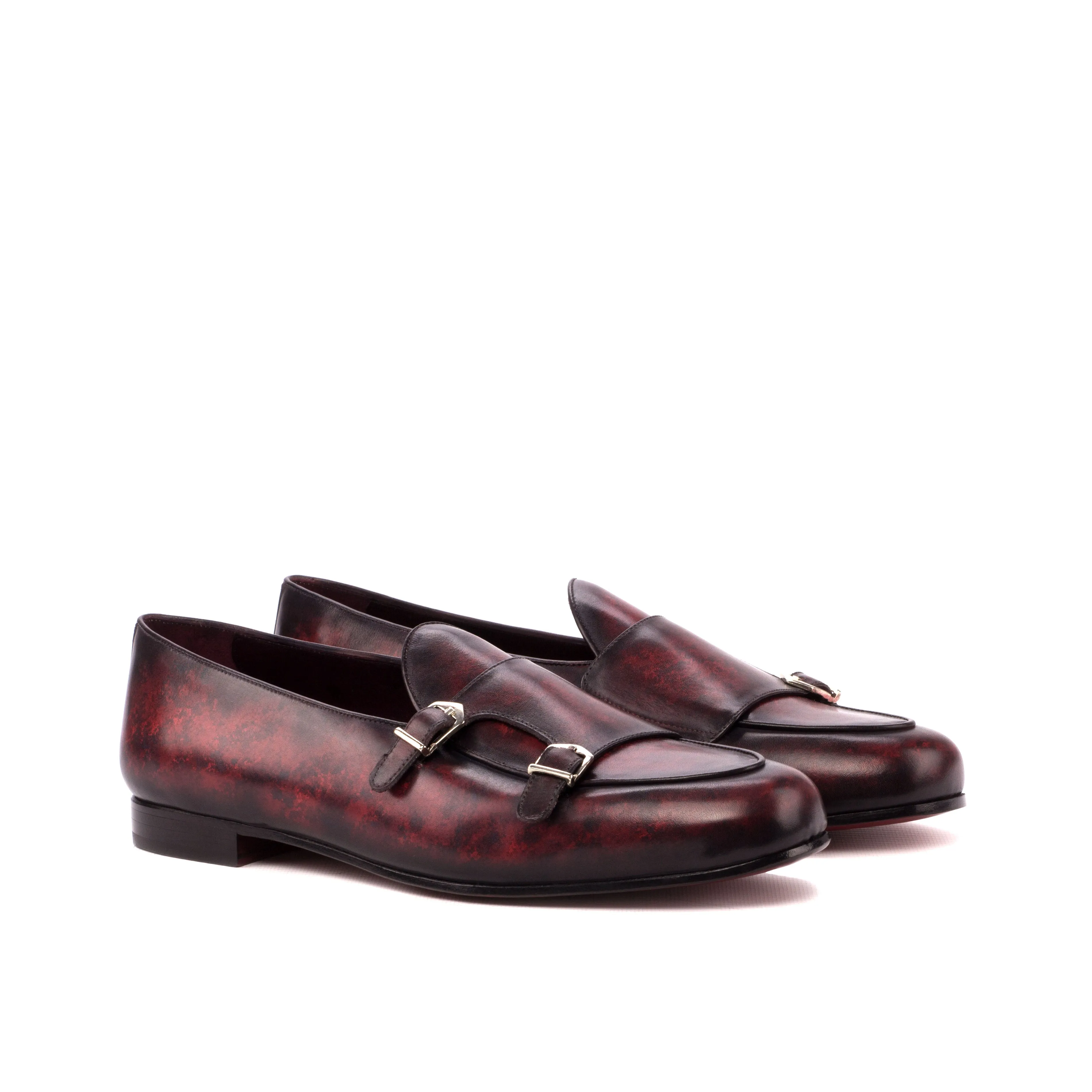 DapperFam Rialto in Burgundy Men's Hand-Painted Patina Monk Slipper