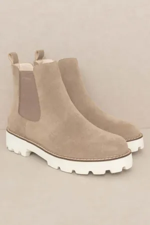GIANNA Chunky Sole Chelsea Boots in Khaki / Nude