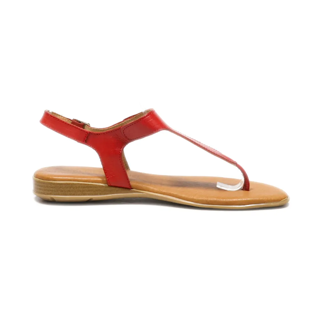 Hecho En Espana Flat Sandals Leather Red Colour For Women