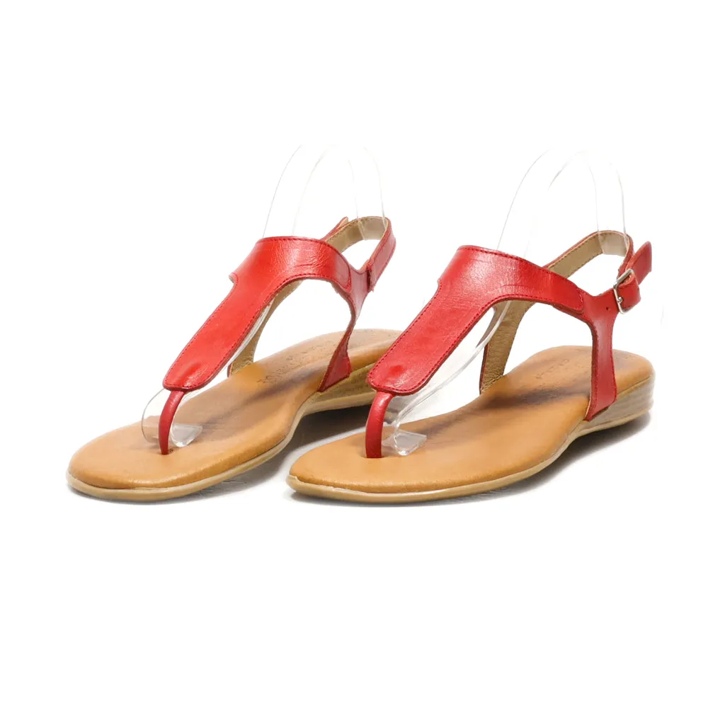 Hecho En Espana Flat Sandals Leather Red Colour For Women