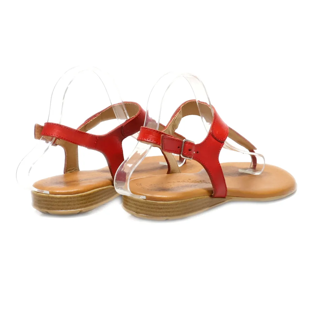 Hecho En Espana Flat Sandals Leather Red Colour For Women