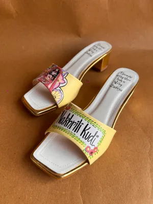 Lime yellow Swag Dulhan Artwork Heels