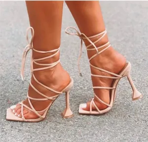 NEW Square Toe Strapped Elegant High Heels