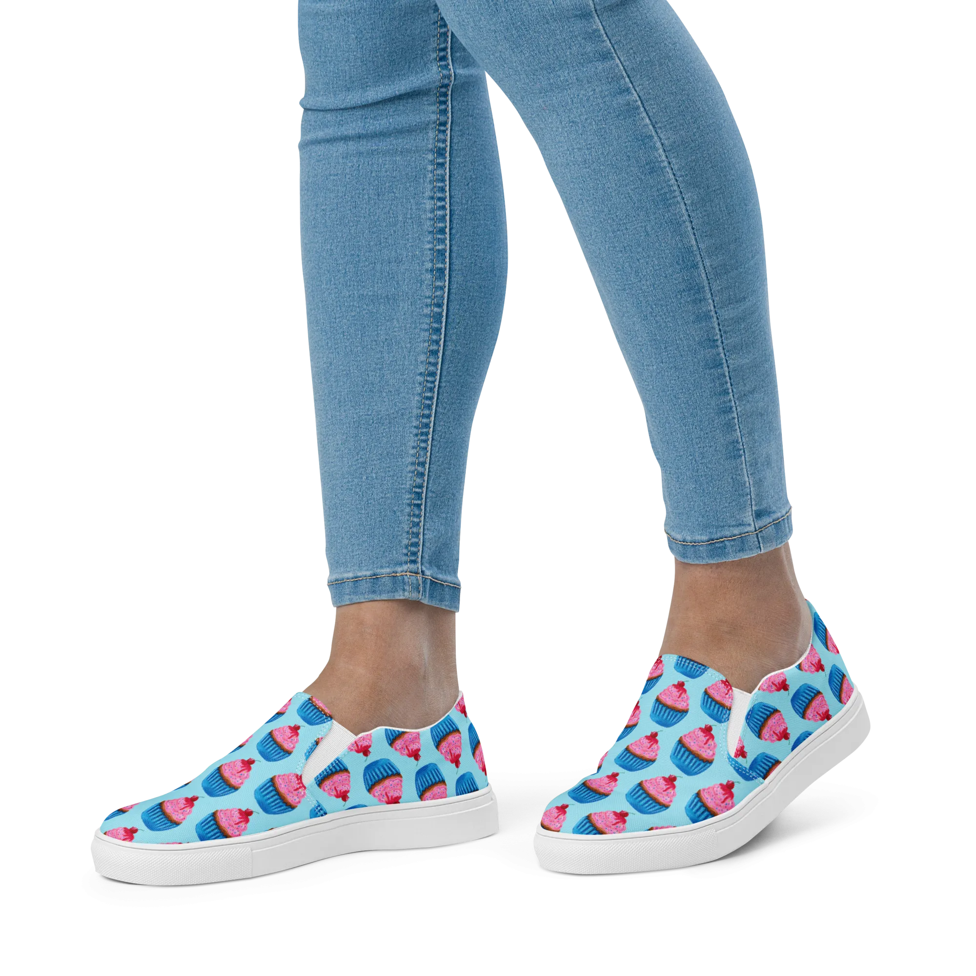 "Sweet Cupcake" (with cherry nipple) -Women’s slip-on canvas shoes