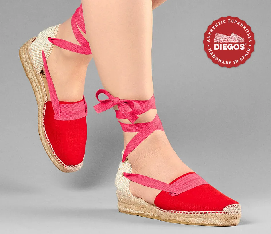 Red Lola low wedge Basque espadrilles