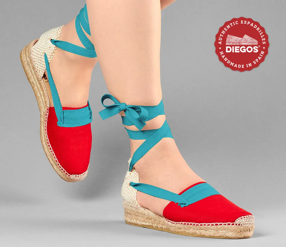 Red Lola low wedge Basque espadrilles