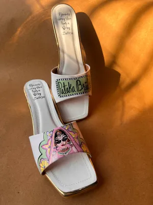 White pista Swag Dulhan Artwork Heels