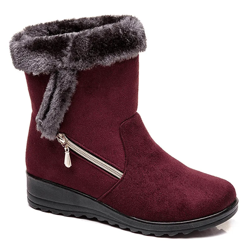 Winter Women Snow Boots Zipper Decorate