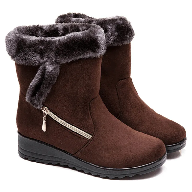 Winter Women Snow Boots Zipper Decorate