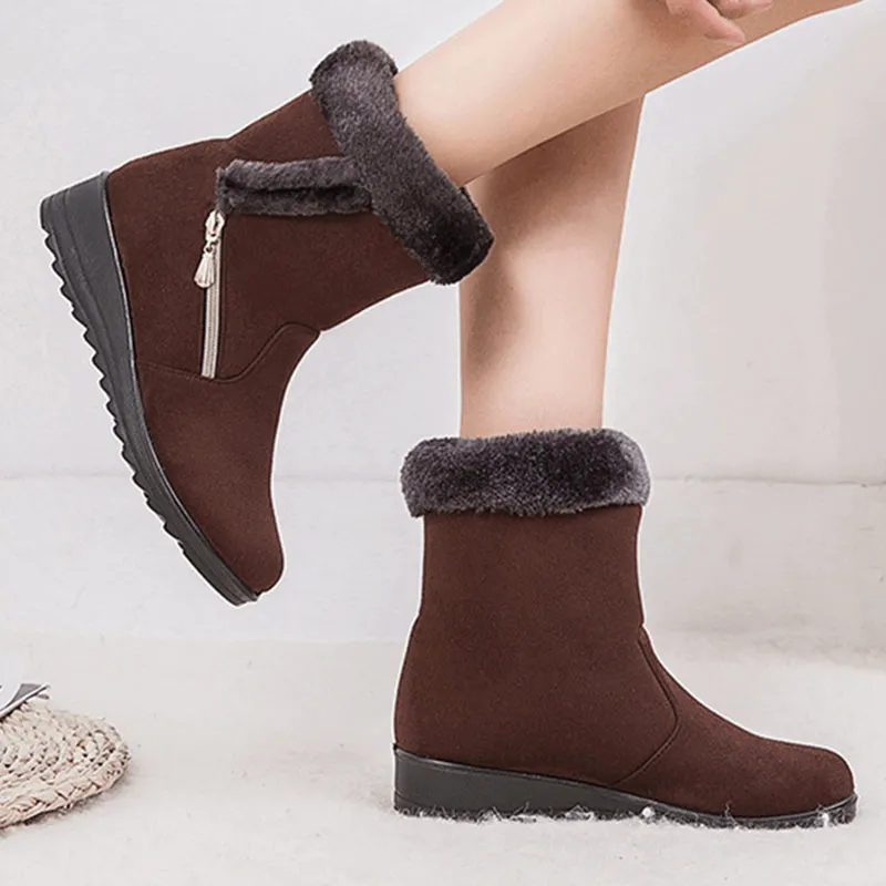 Winter Women Snow Boots Zipper Decorate