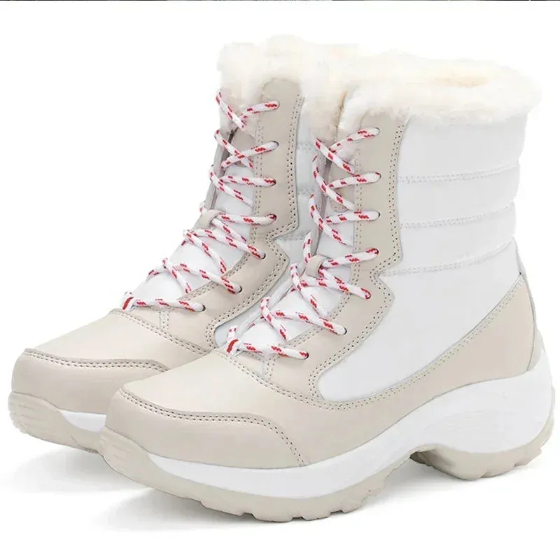 Women Plush Winter Snow Lace-Up Boots