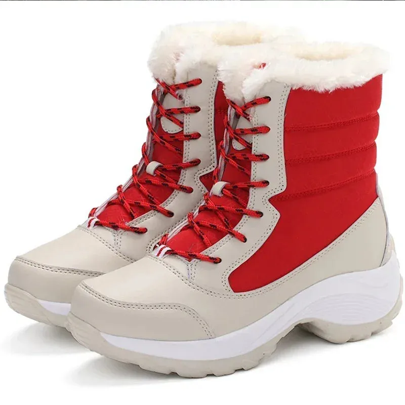 Women Plush Winter Snow Lace-Up Boots