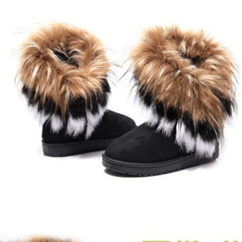 Women's Winter Snow Boots imitation Fox Hair