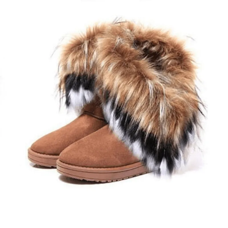 Women's Winter Snow Boots imitation Fox Hair