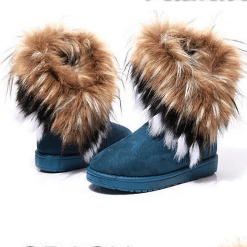 Women's Winter Snow Boots imitation Fox Hair