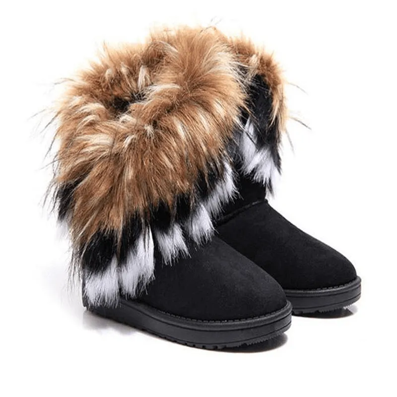 Women's Winter Snow Boots imitation Fox Hair